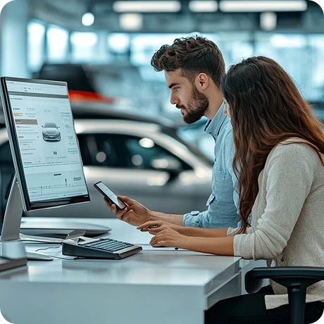 Two professionals checking their computer