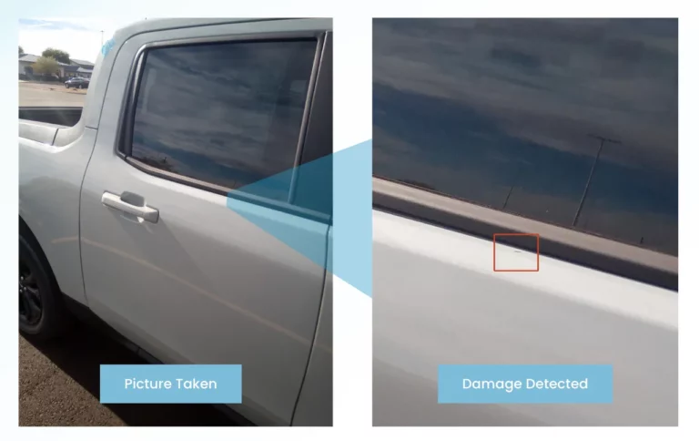 AI detecting scratch damage on white car door