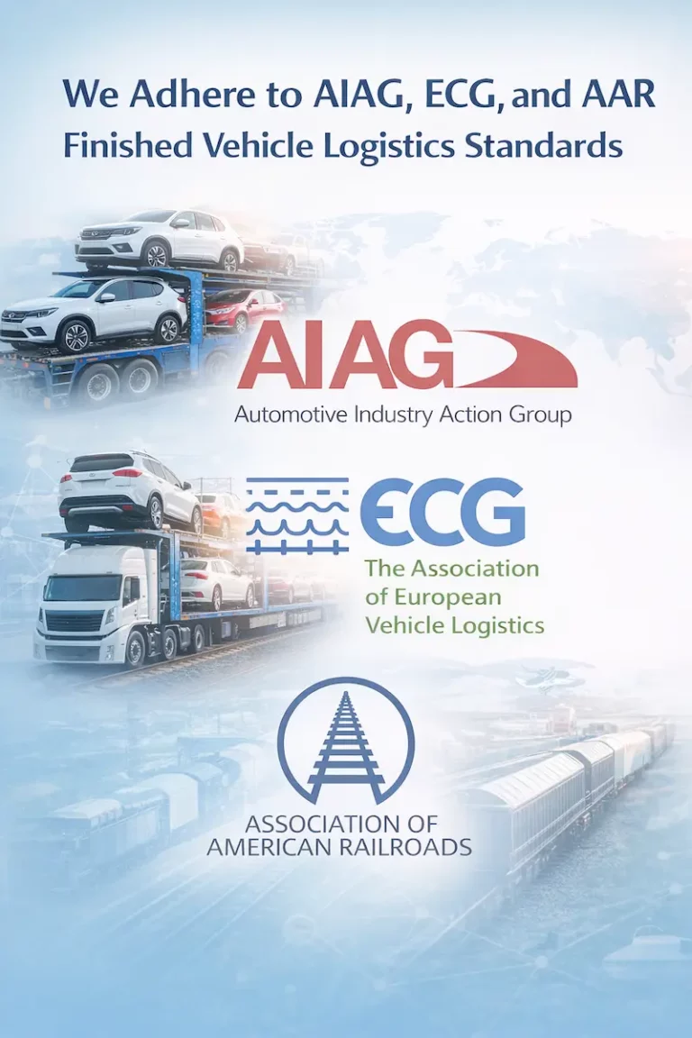 Vehicle logistics standards AIAG ECG AAR for automotive, truck and rail transport